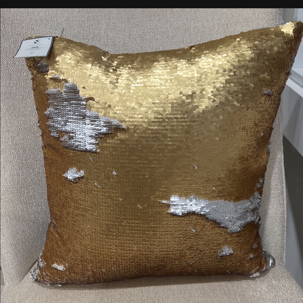 New Saro Mermaid Sequin Throw Pillow Champagne 18x18